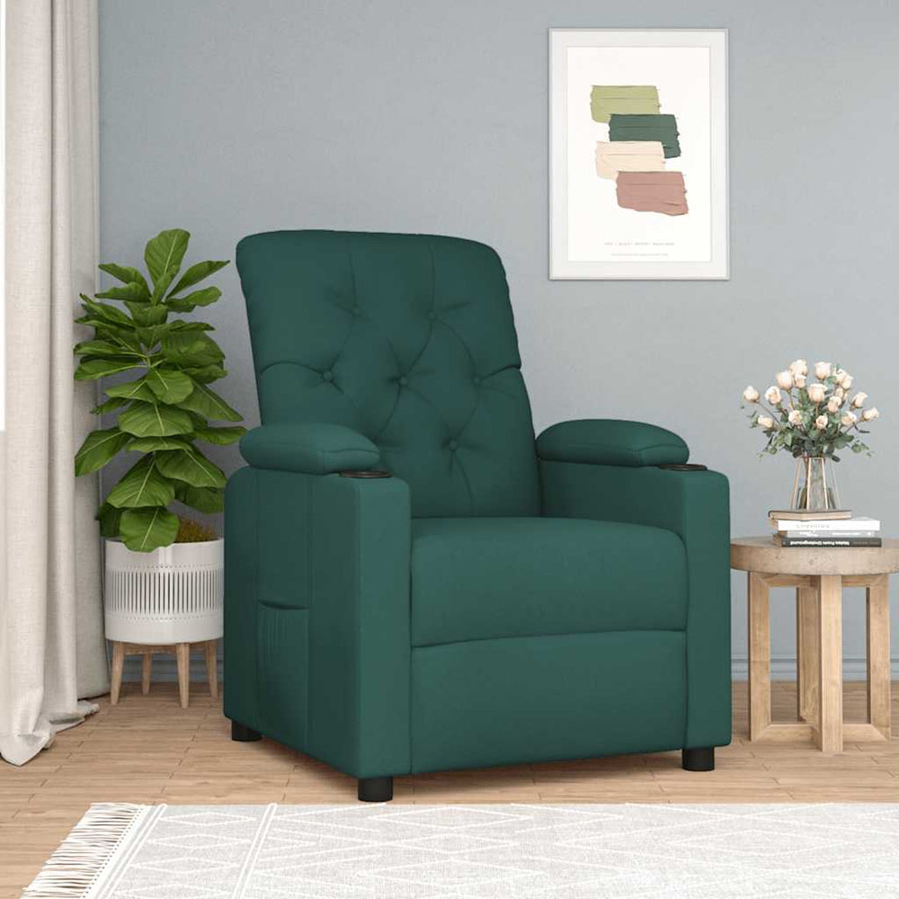 Recliner, dark green, fabric