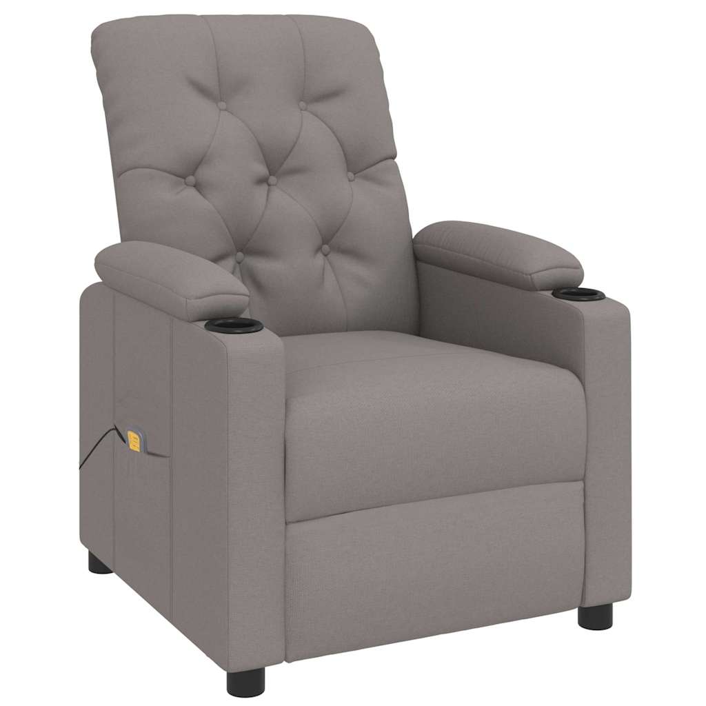 Massage armchair, taupe, fabric
