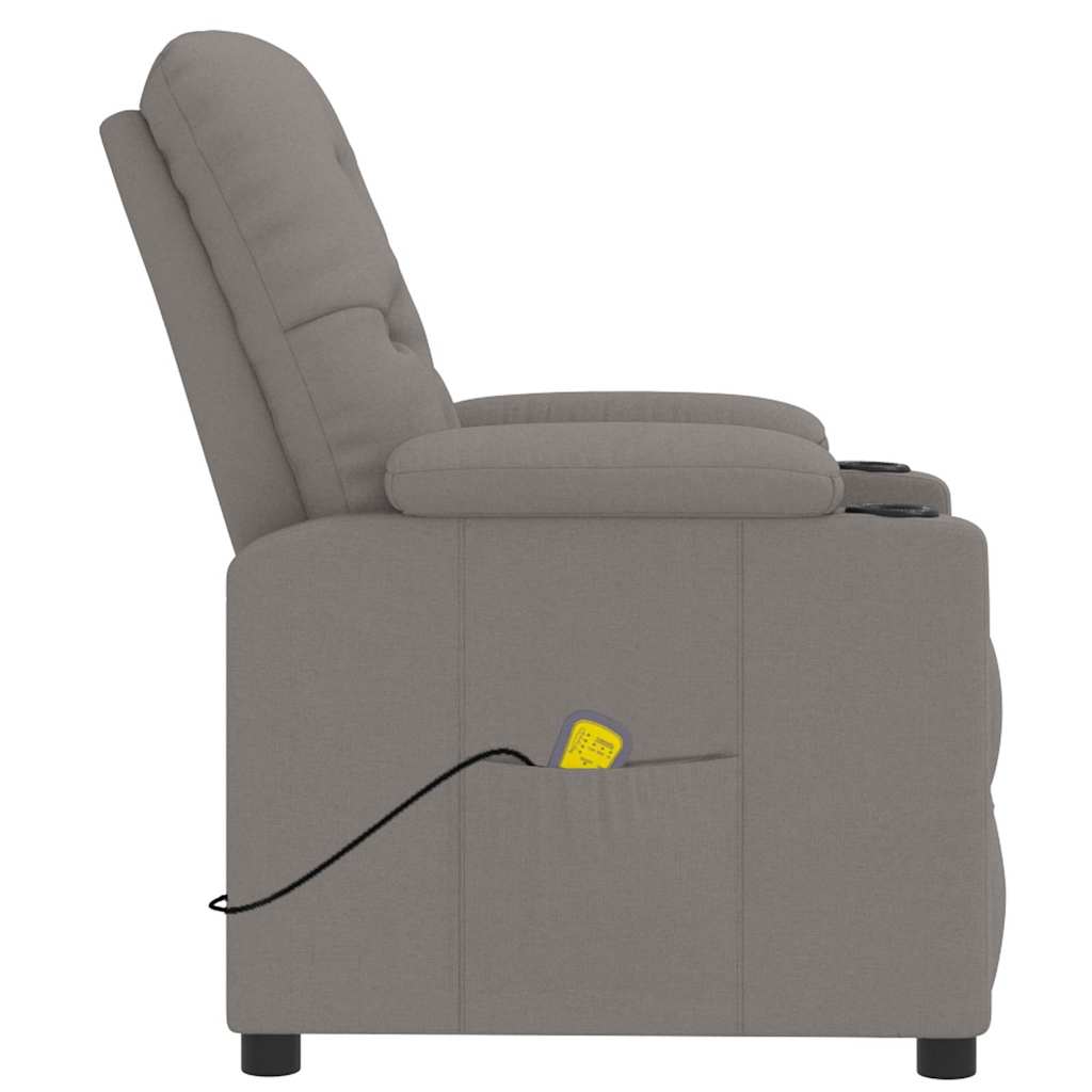 Massage armchair, taupe, fabric