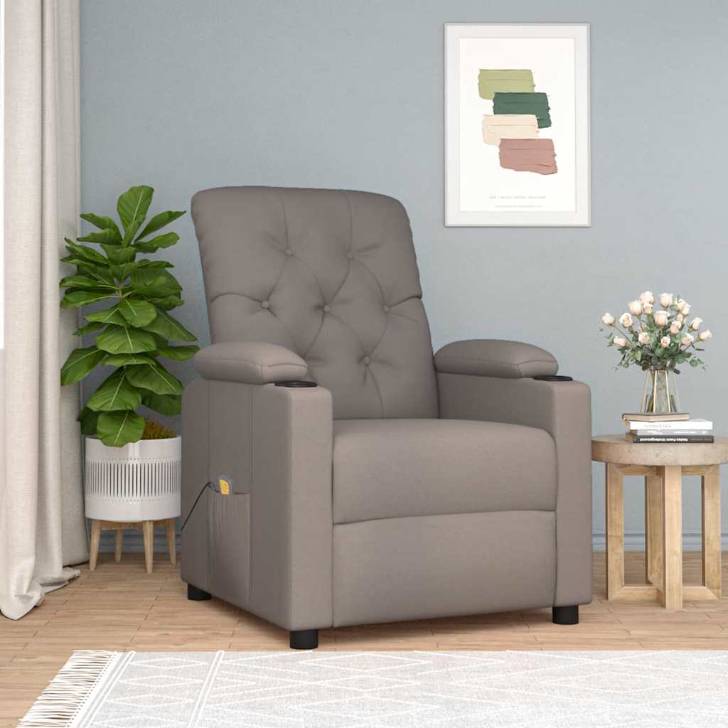 Massage armchair, taupe, fabric