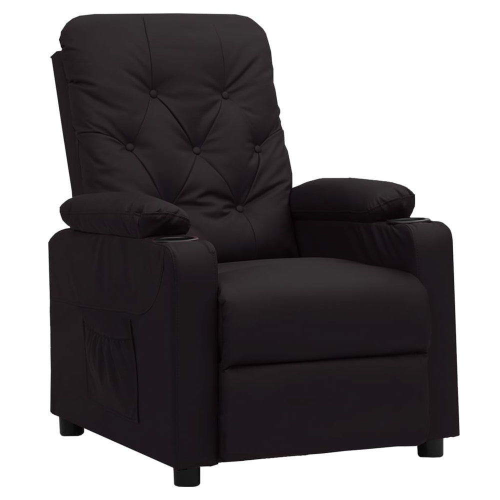 Recliner, black, faux leather