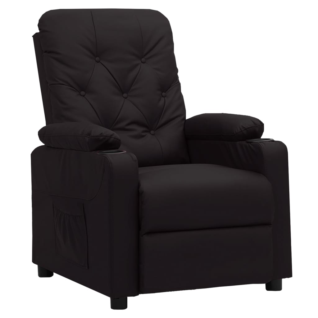 Recliner, black, faux leather