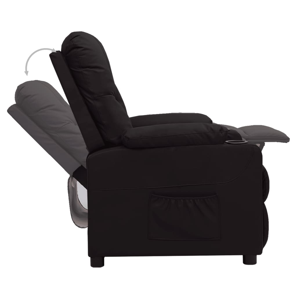 Recliner, black, faux leather