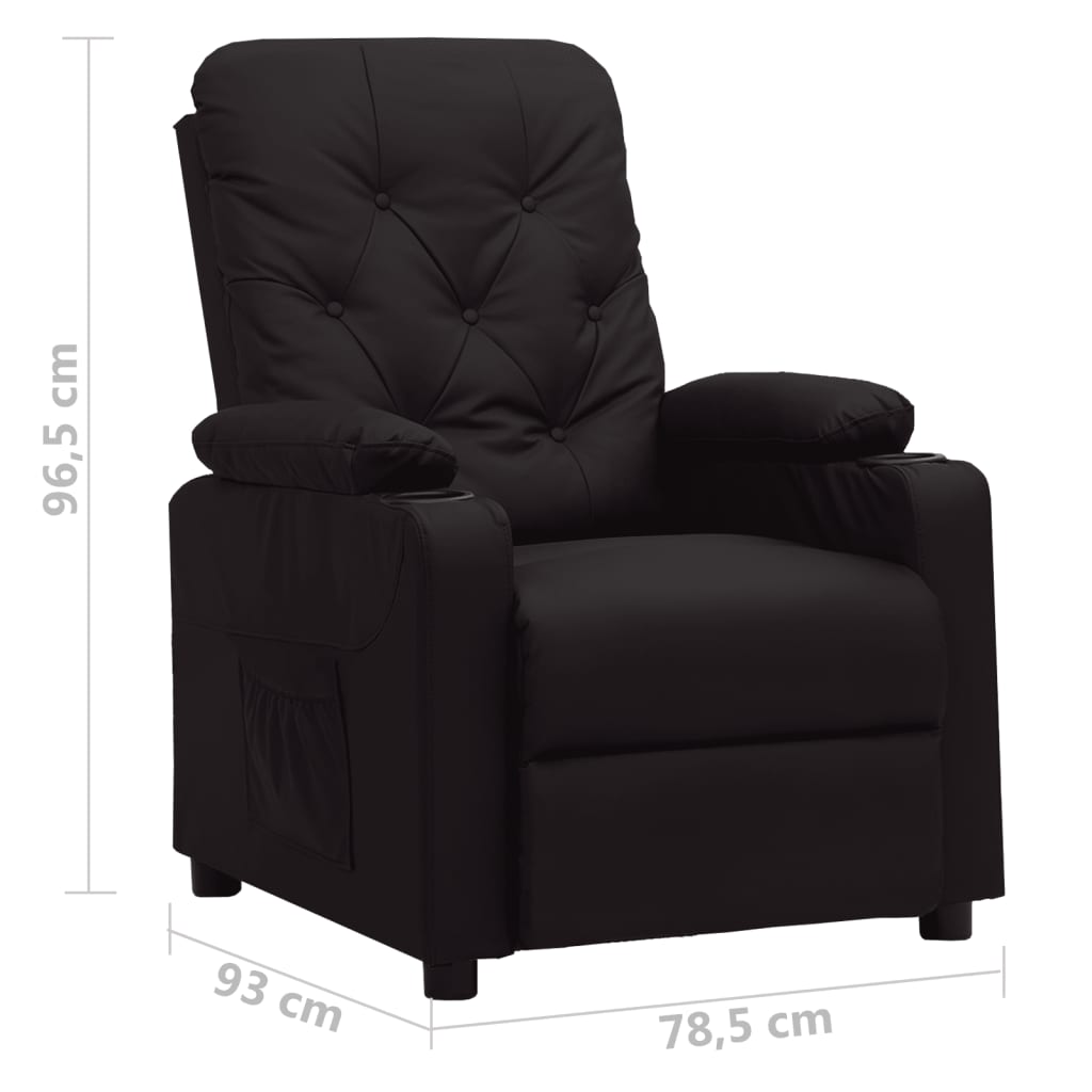 Recliner, black, faux leather