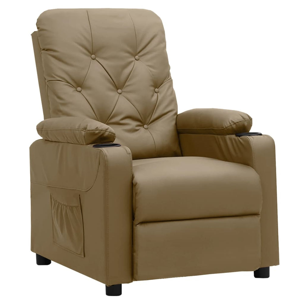Recliner, cappuccino color, artificial leather