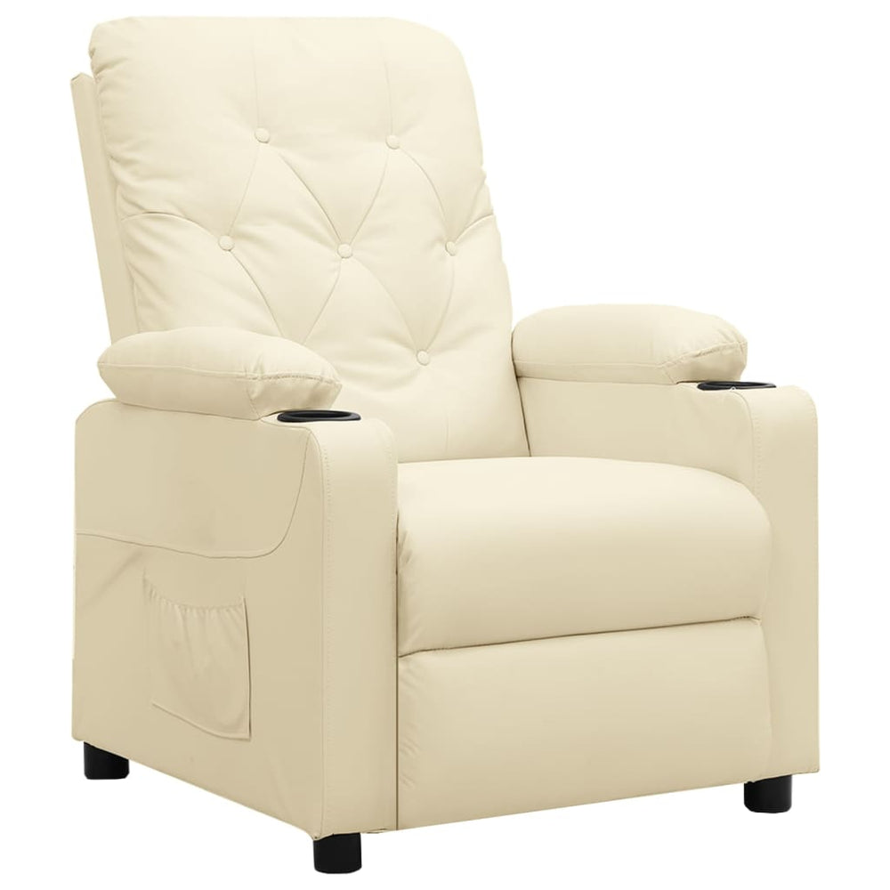 Recliner, cream, faux leather