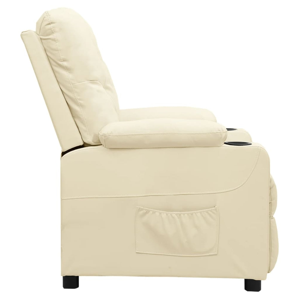 Recliner, cream, faux leather
