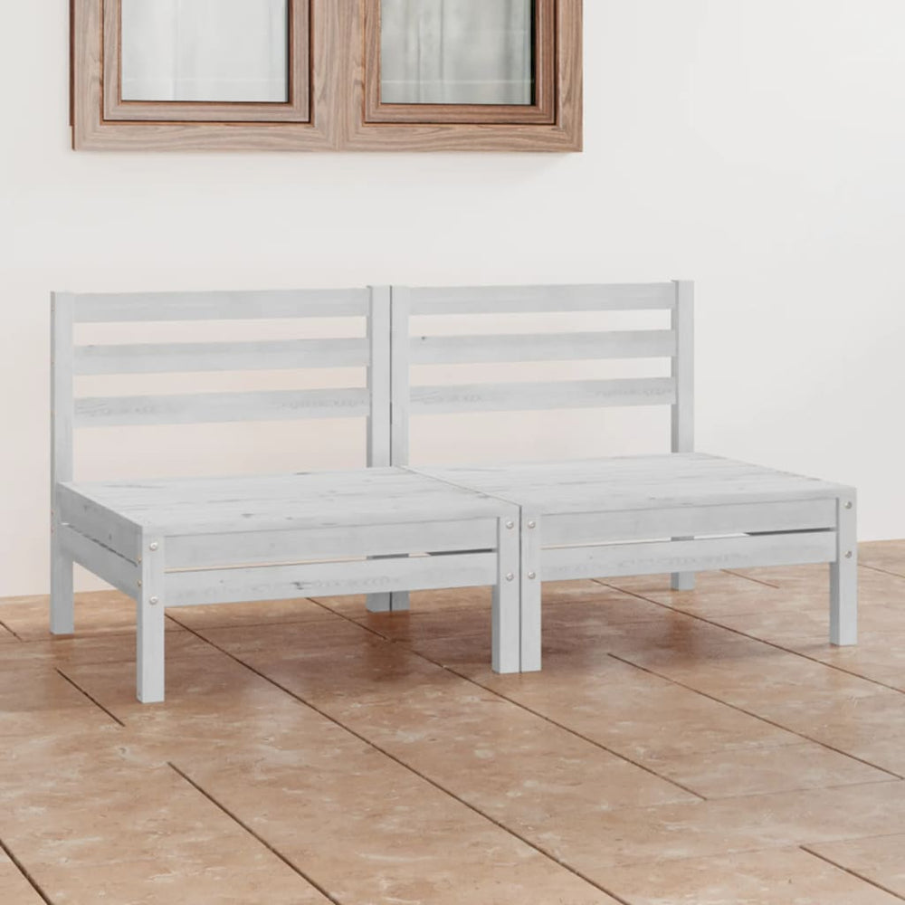 Two-seater garden sofa, white, solid pine wood (806588)