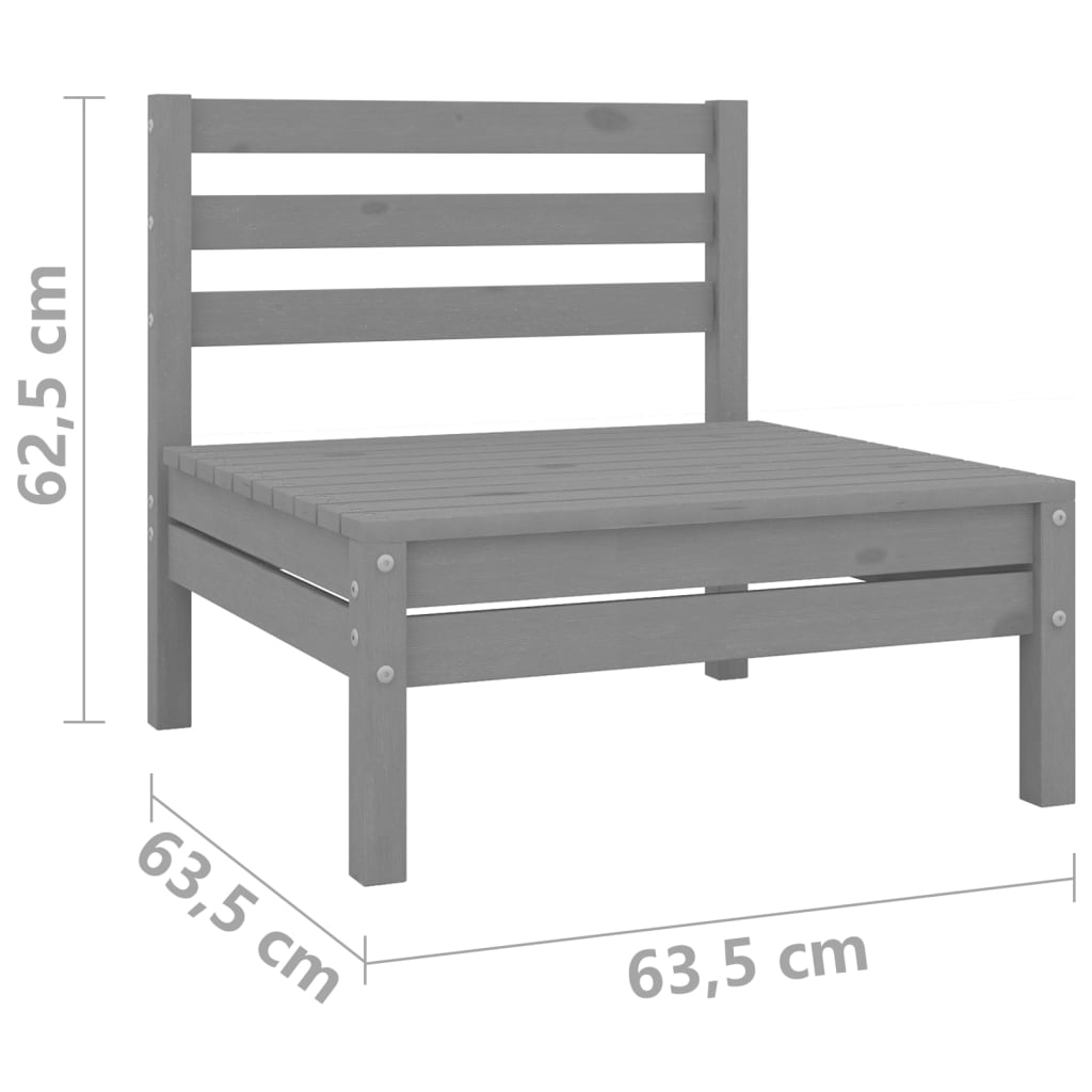 Divvietīgs dārza dīvāns, pelēks, priedes masīvkoks (806589)