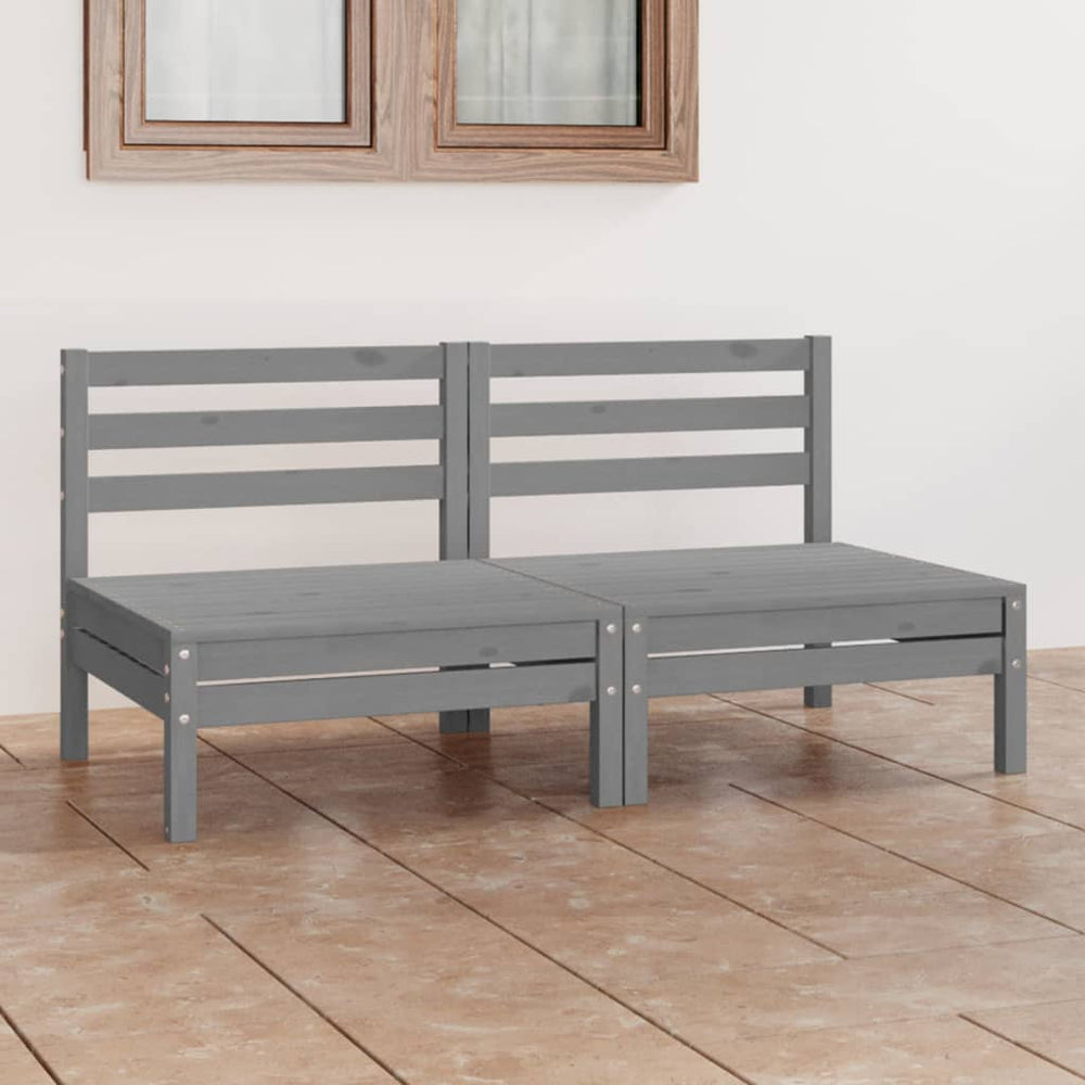 Two-seater garden sofa, grey, solid pine wood (806589)