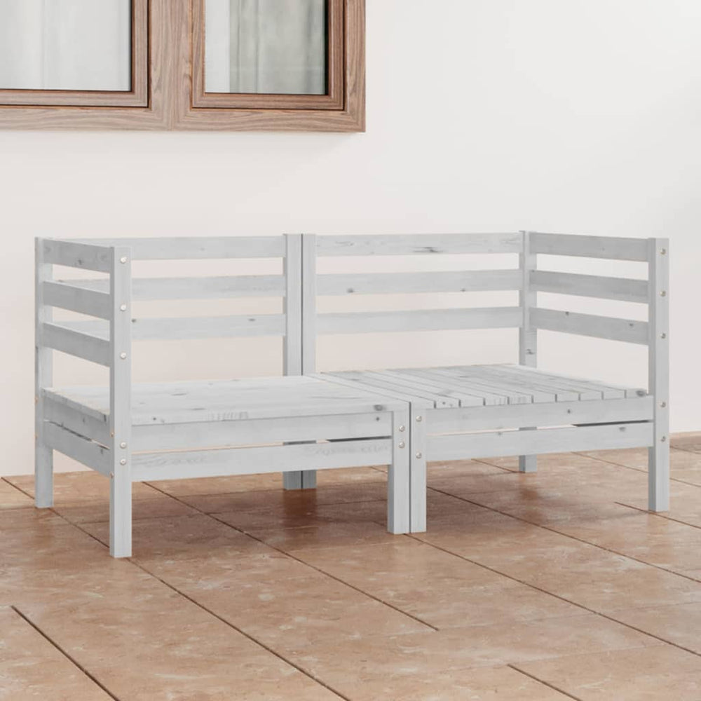 Two-seater garden sofa, white, solid pine wood