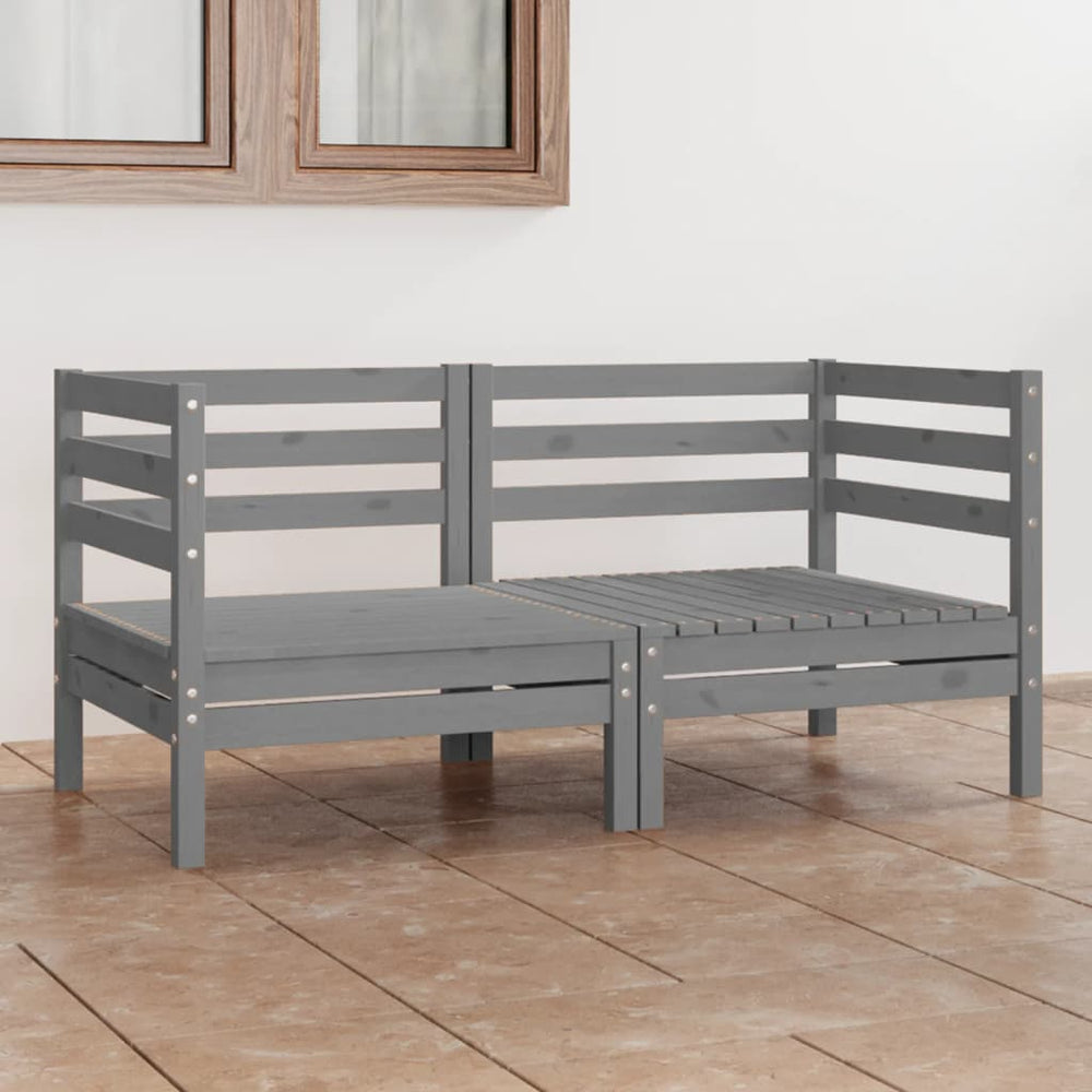 Dvivietė sodo sofa, pilkos spalvos, pušies medienos masyvas