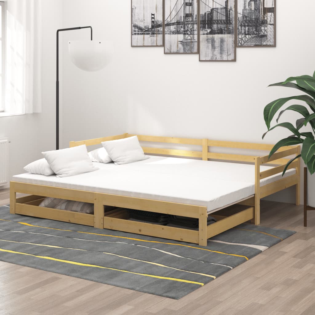 Ištraukiama lova, 2x(90x200)cm, pušies medienos masyvas