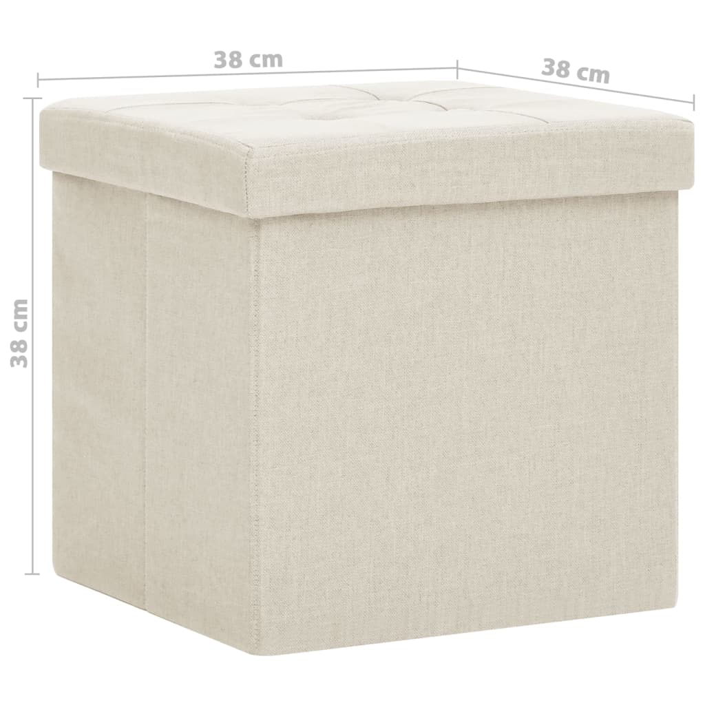 Taburetės-daiktadėžės, 2vnt., kreminės baltos, dirbtinis linas