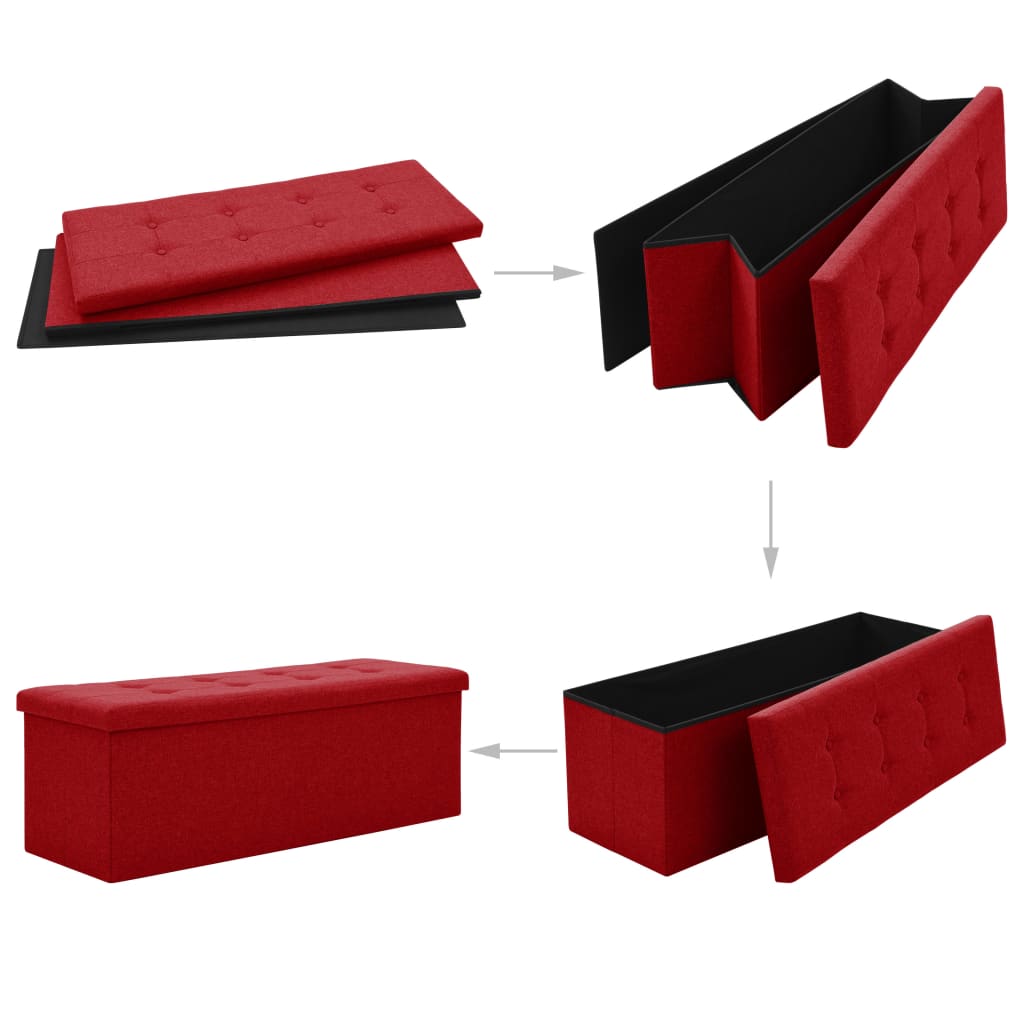 Folding bench-storage box, wine, artificial linen