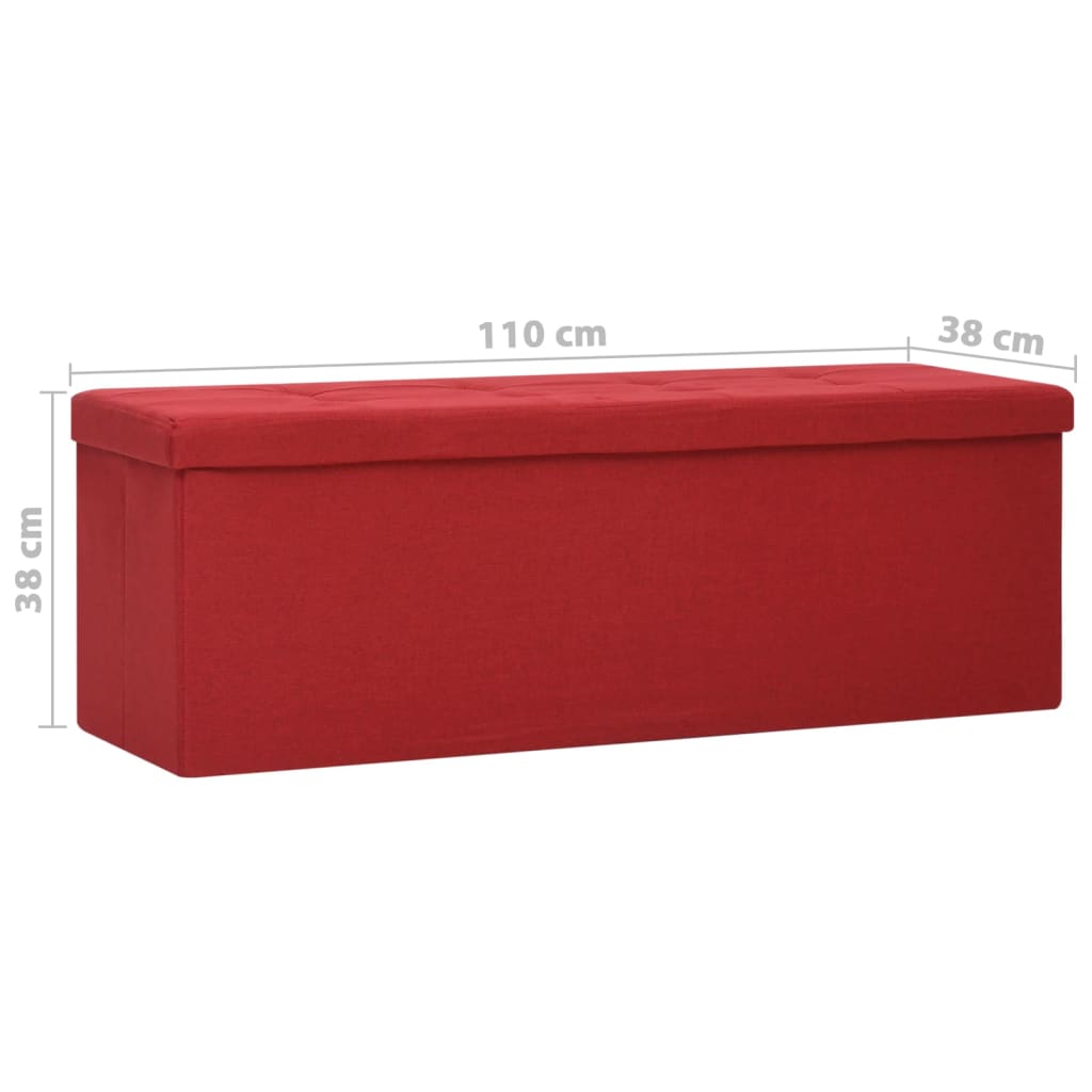 Folding bench-storage box, wine, artificial linen
