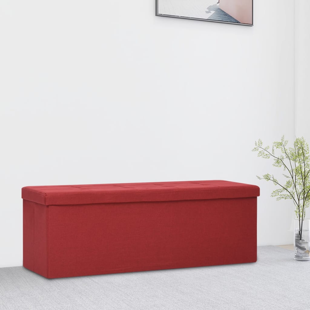 Folding bench-storage box, wine, artificial linen