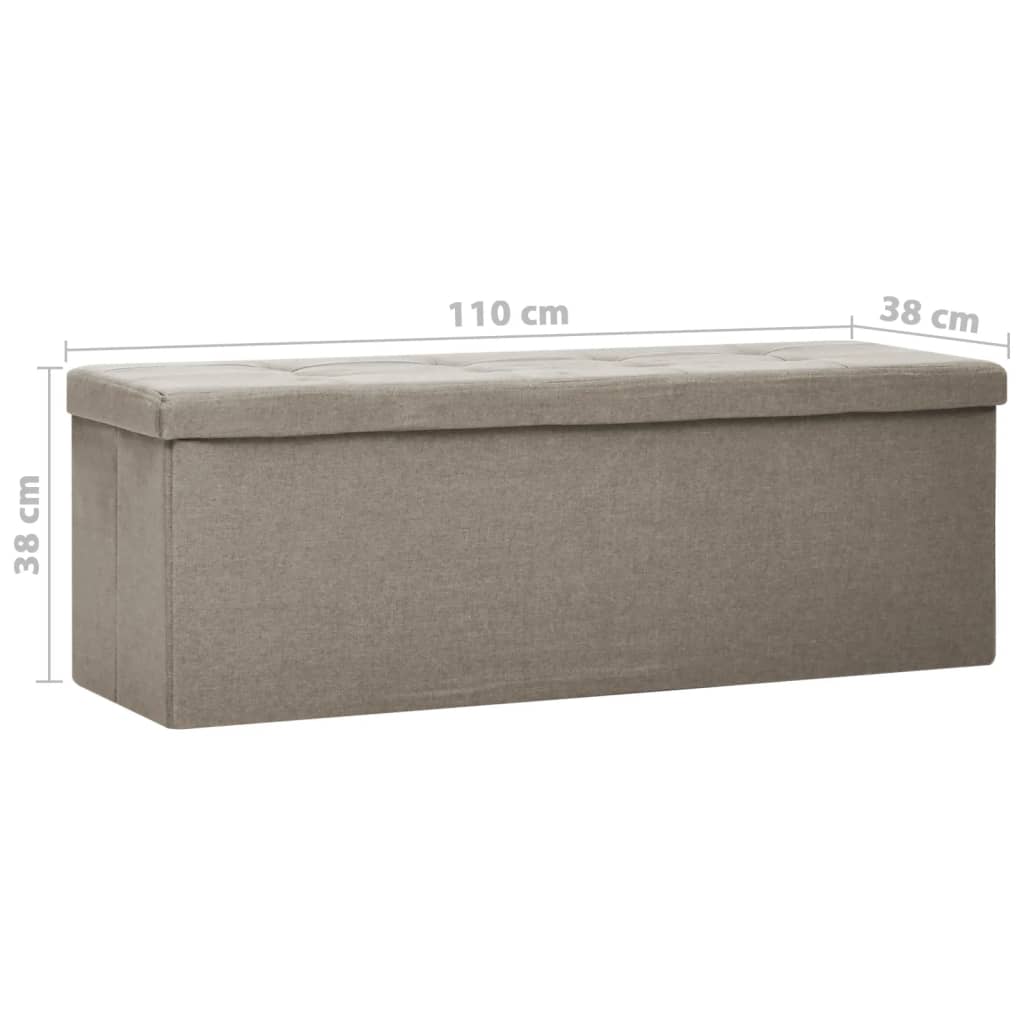 Folding Storage Bench, taupe, faux linen