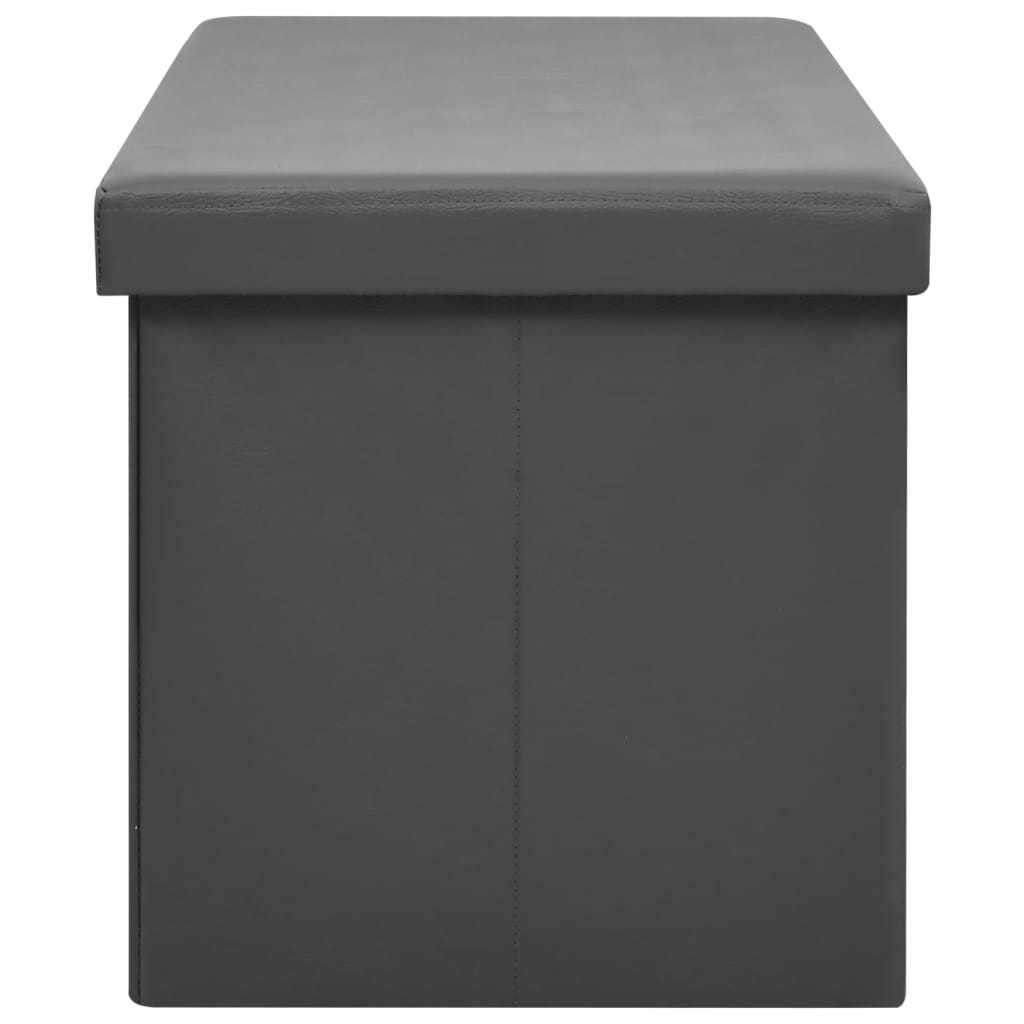 Folding Storage Ottoman, Grey, PVC