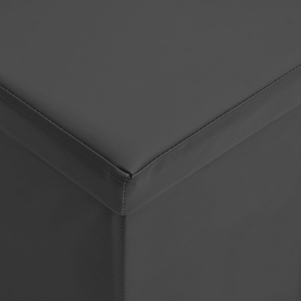 Folding Storage Ottoman, Grey, PVC