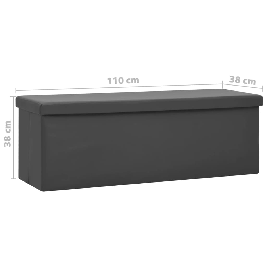 Folding Storage Ottoman, Grey, PVC