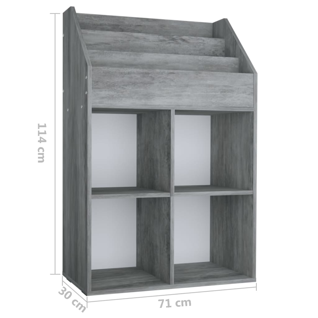 Vaikiška lentyna žurnalams, betono pilka, 71x30x114cm, mediena