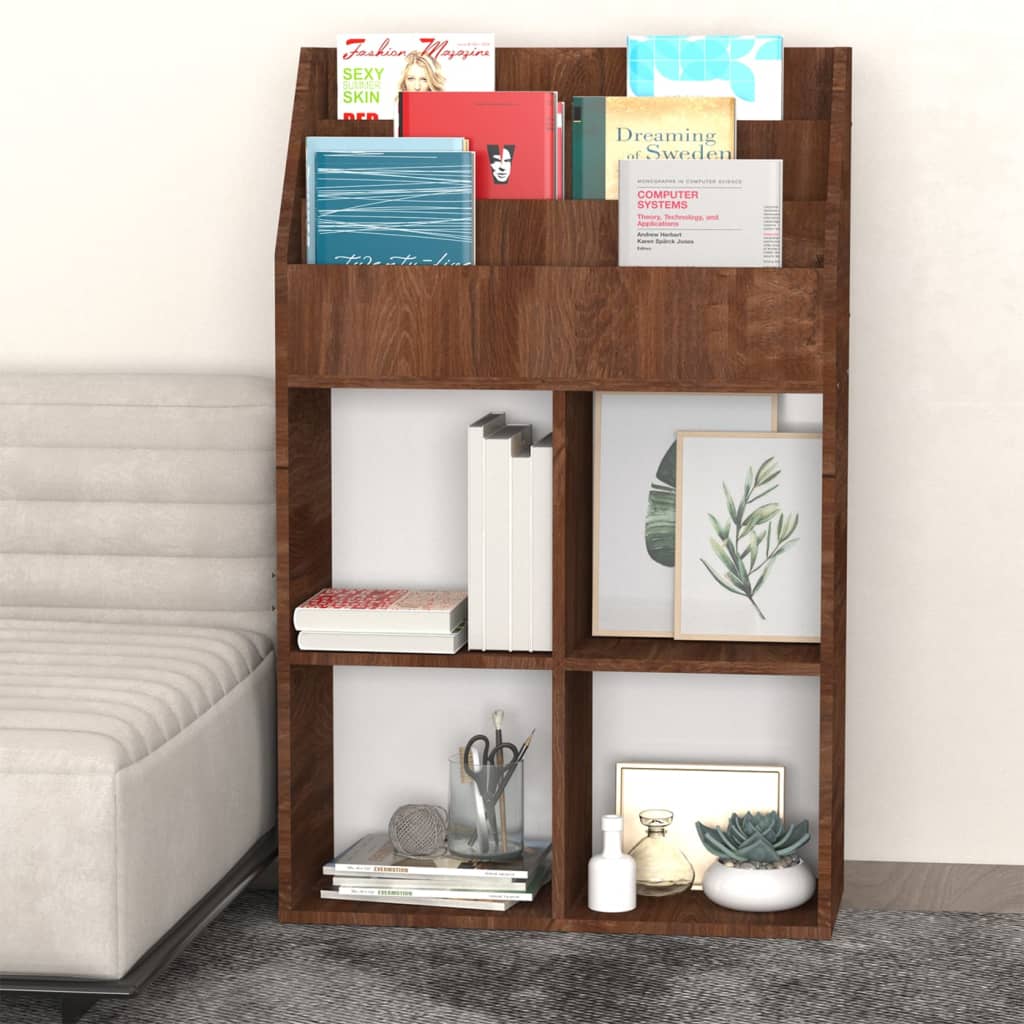 Kids' magazine rack, brown oak, 71x30x114cm, wood
