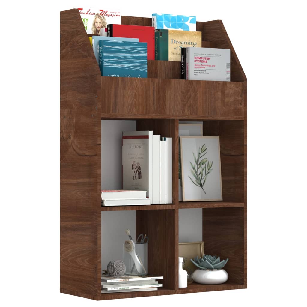 Kids' magazine rack, brown oak, 71x30x114cm, wood