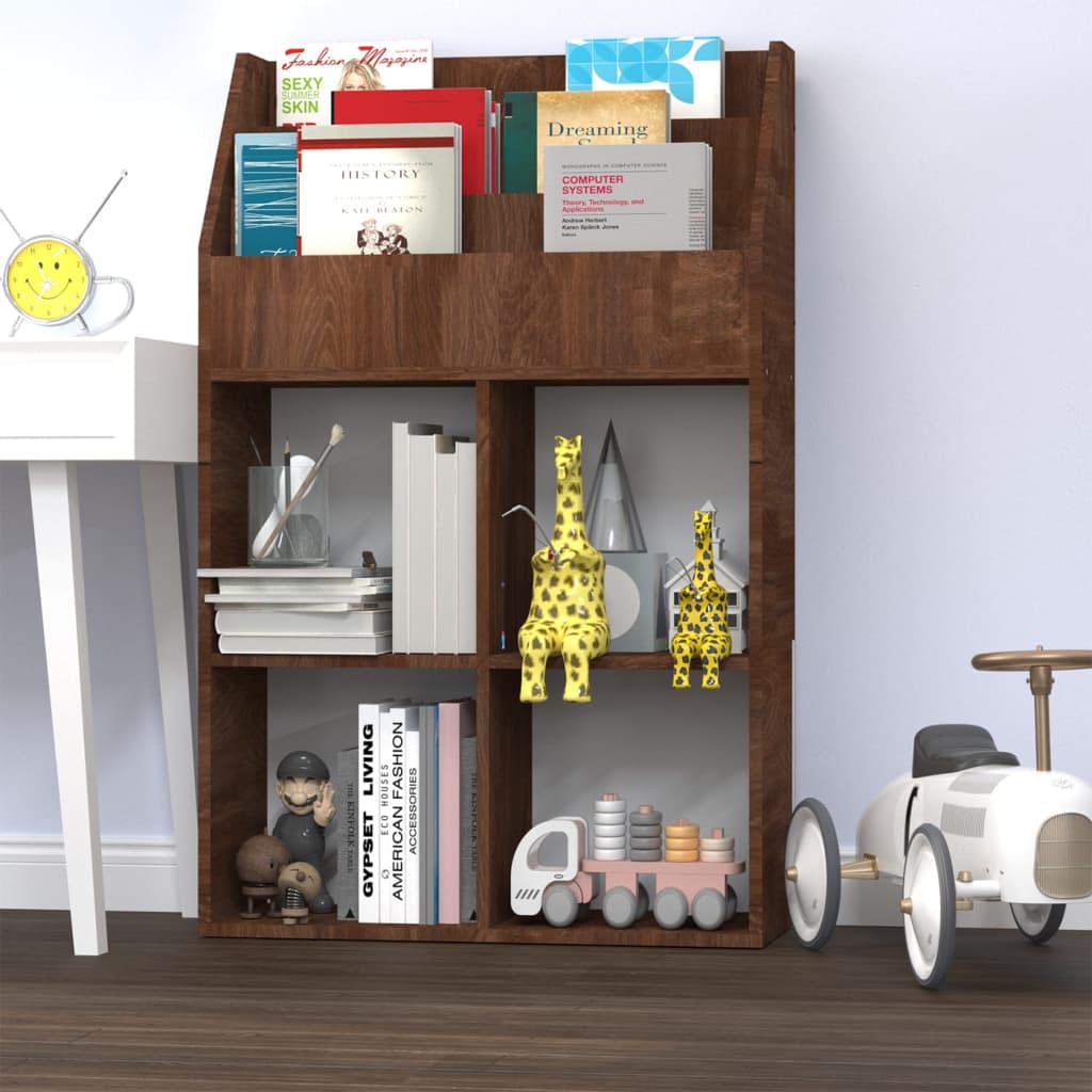 Kids' magazine rack, brown oak, 71x30x114cm, wood