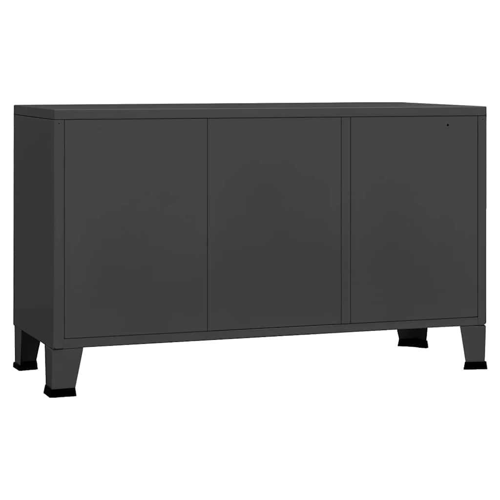 Šoninė spintelė, antracito, 105x35x62cm, metalas ir stiklas