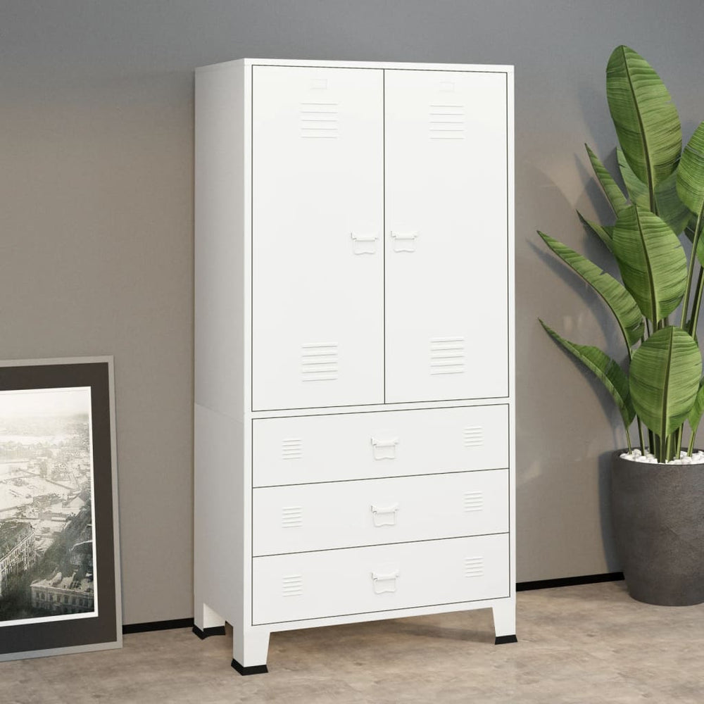 Wardrobe, white, 90x50x180cm, metal