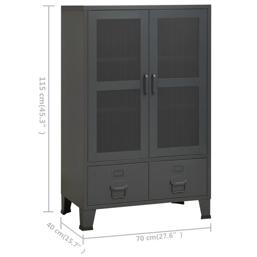 Sandėliavimo spintelė, antracito, 70x40x115cm, metalas
