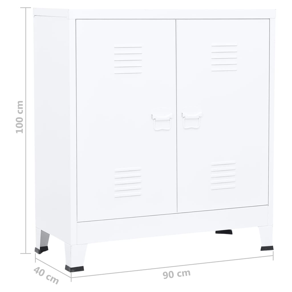 Storage cabinet, white, 90x40x100cm, steel, industrial