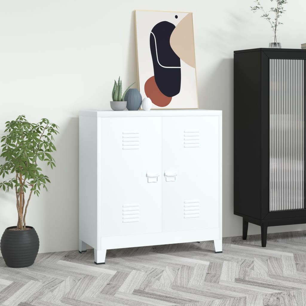 Storage cabinet, white, 90x40x100cm, steel, industrial