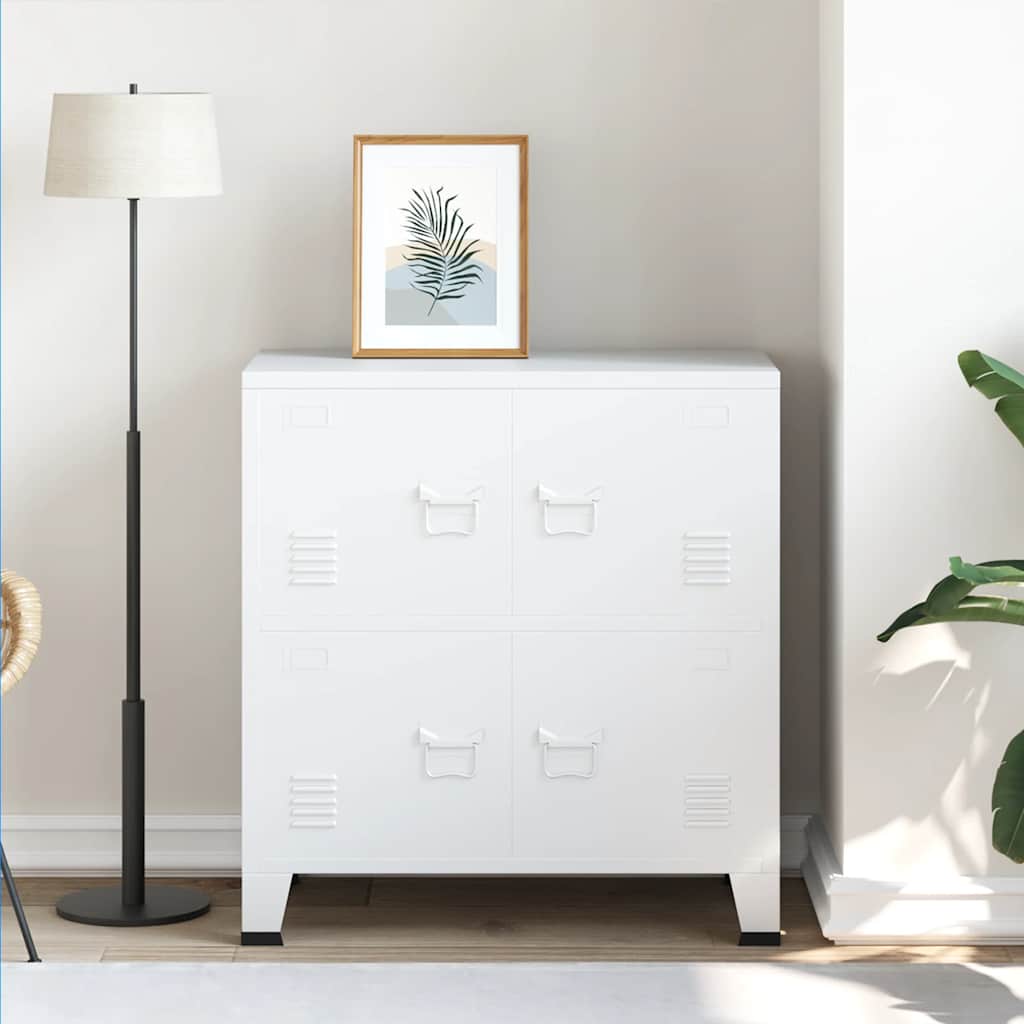 Storage cabinet, white, 75x40x80cm, steel, industrial
