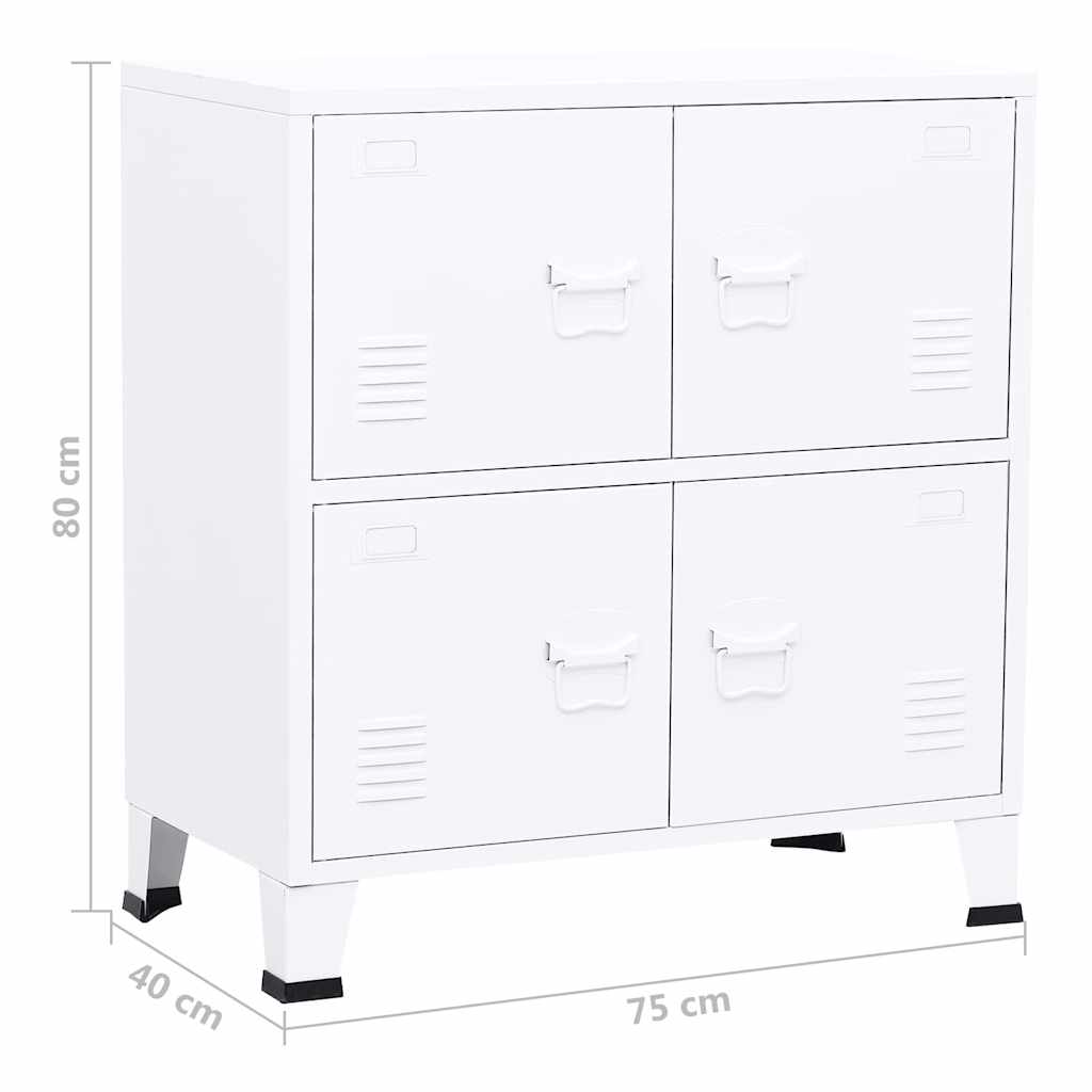 Storage cabinet, white, 75x40x80cm, steel, industrial