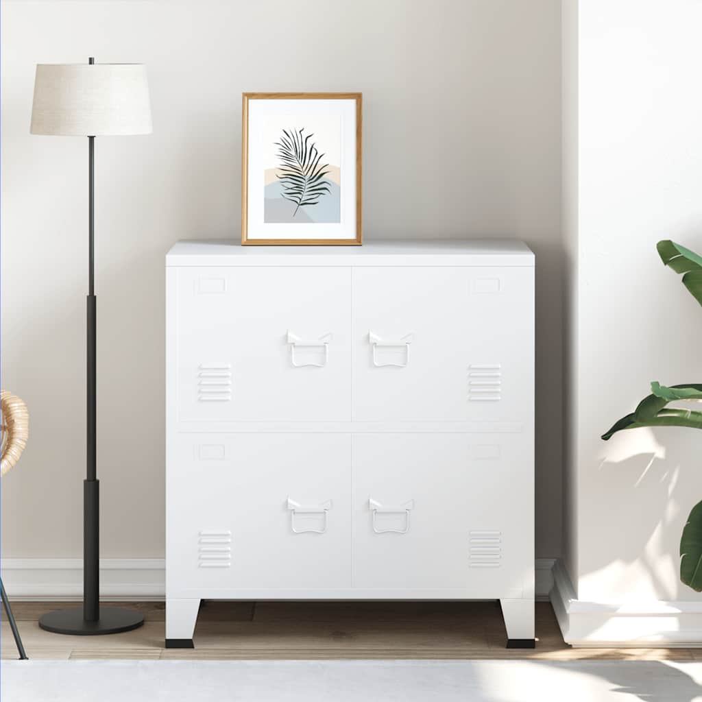 Storage cabinet, white, 75x40x80cm, steel, industrial