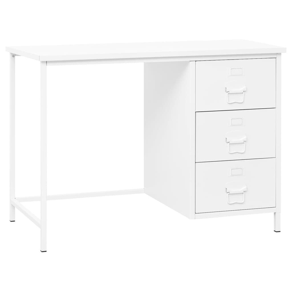 Rakstāmgalds ar atvilktnēm, balts, 105x52x75cm, tērauds