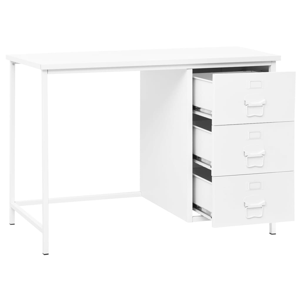 Rakstāmgalds ar atvilktnēm, balts, 105x52x75cm, tērauds