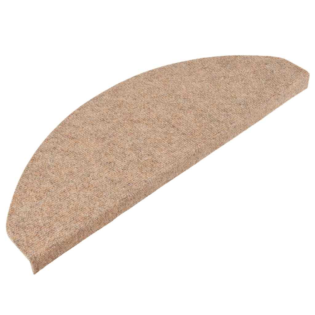 Lipnūs laiptų kilimėliai, 15vnt., smėlio spalvos, 65x22,5x3,5cm