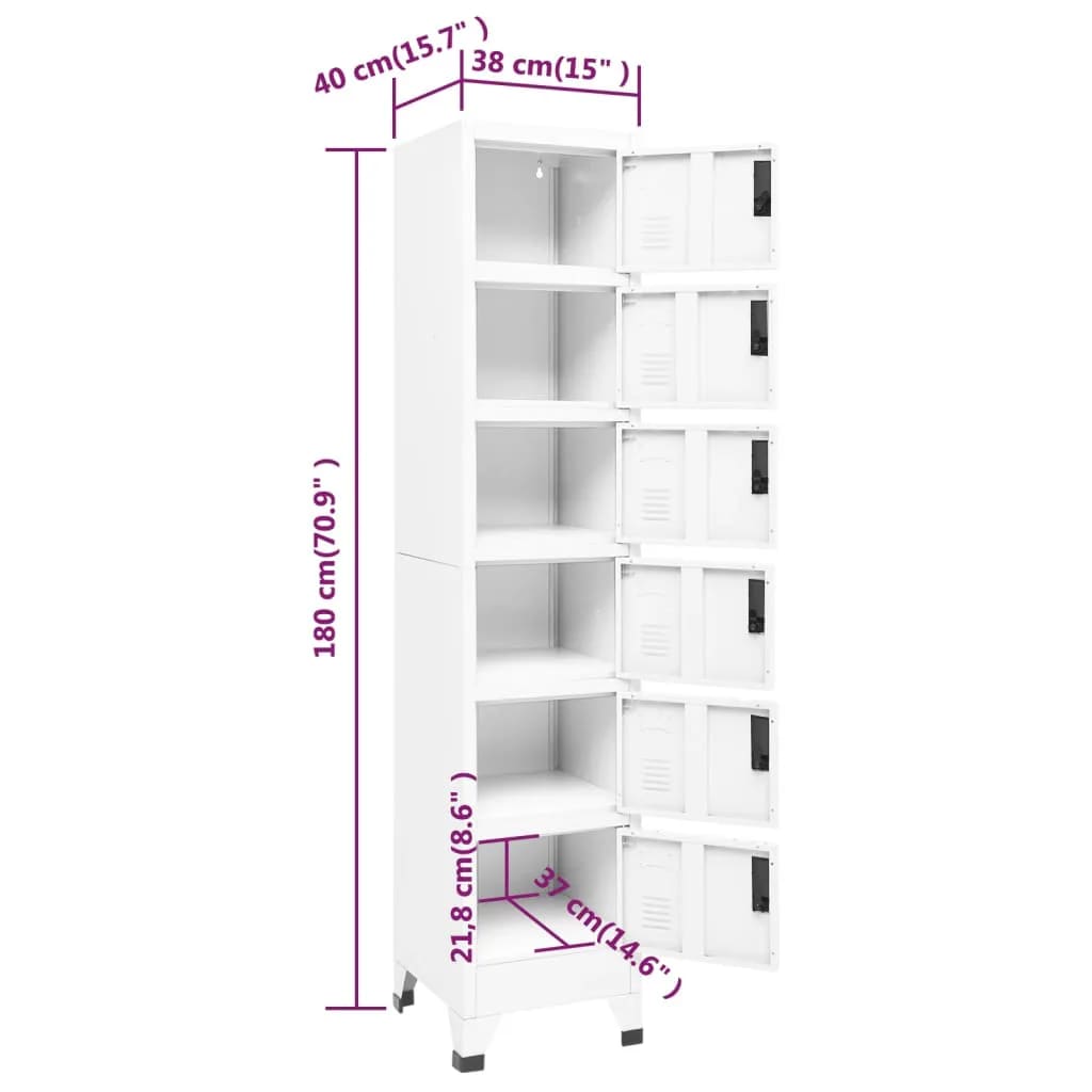 Changing room locker, white, 38x40x180cm, steel