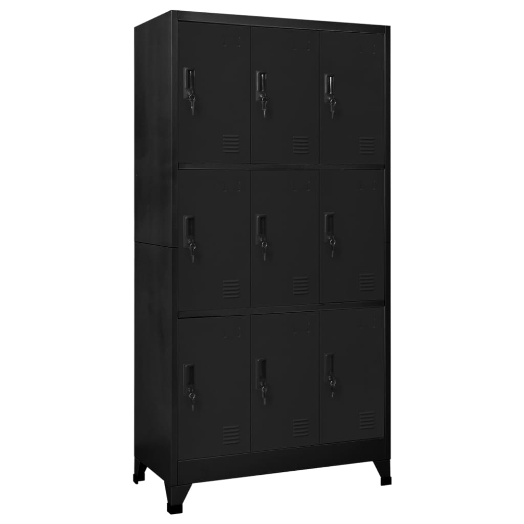 Changing room locker, black, 90x45x180cm, steel