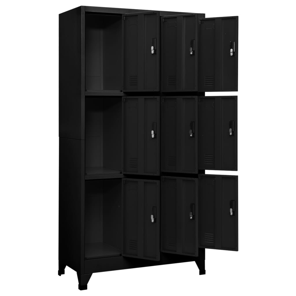 Changing room locker, black, 90x45x180cm, steel