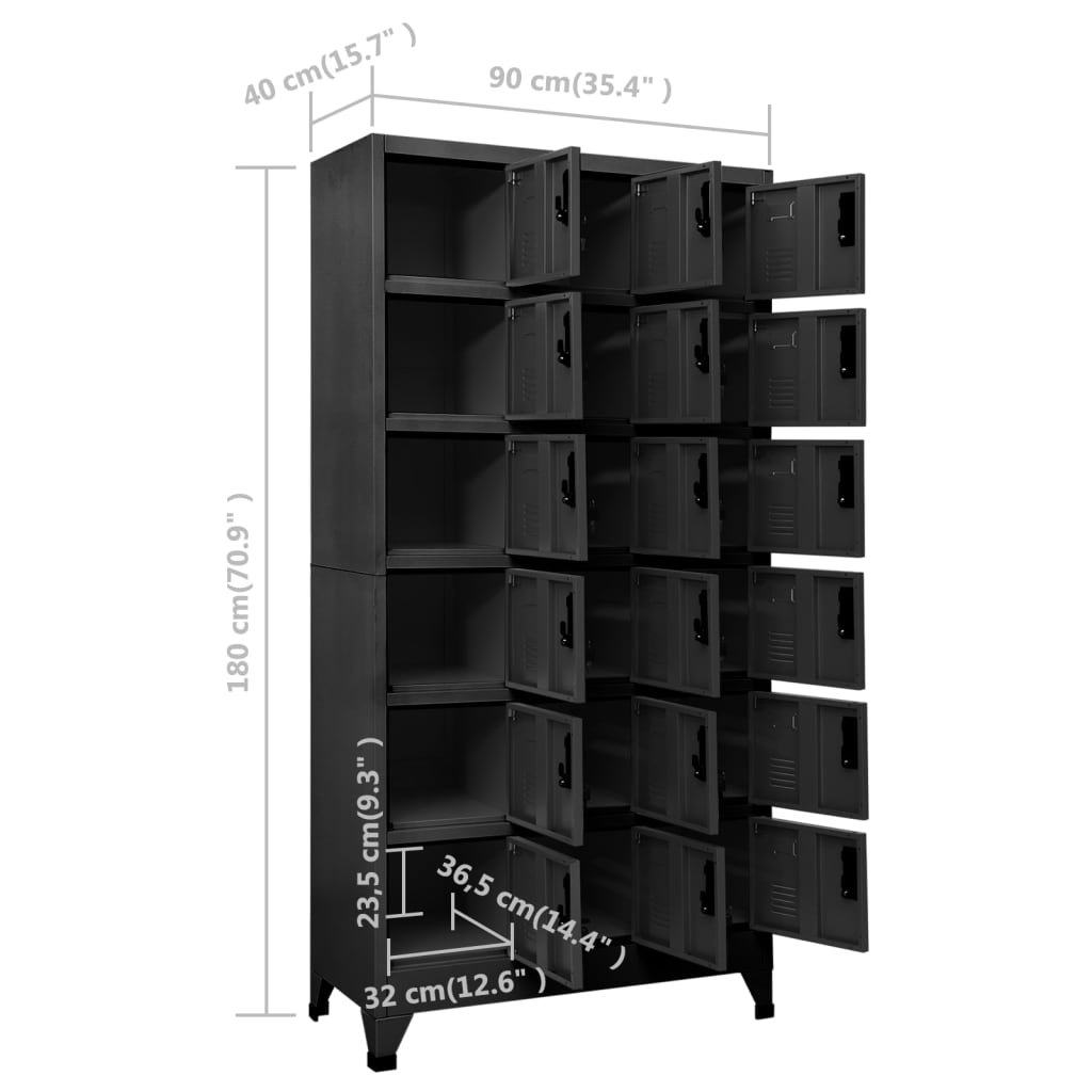 Changing room locker, anthracite, 90x40x180cm, steel
