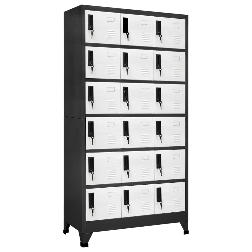 Changing room locker, anthracite/white, 90x40x180cm, steel