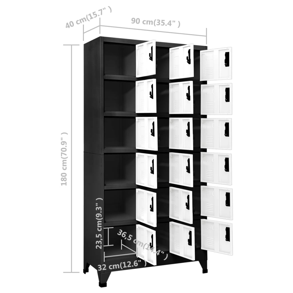 Changing room locker, anthracite/white, 90x40x180cm, steel