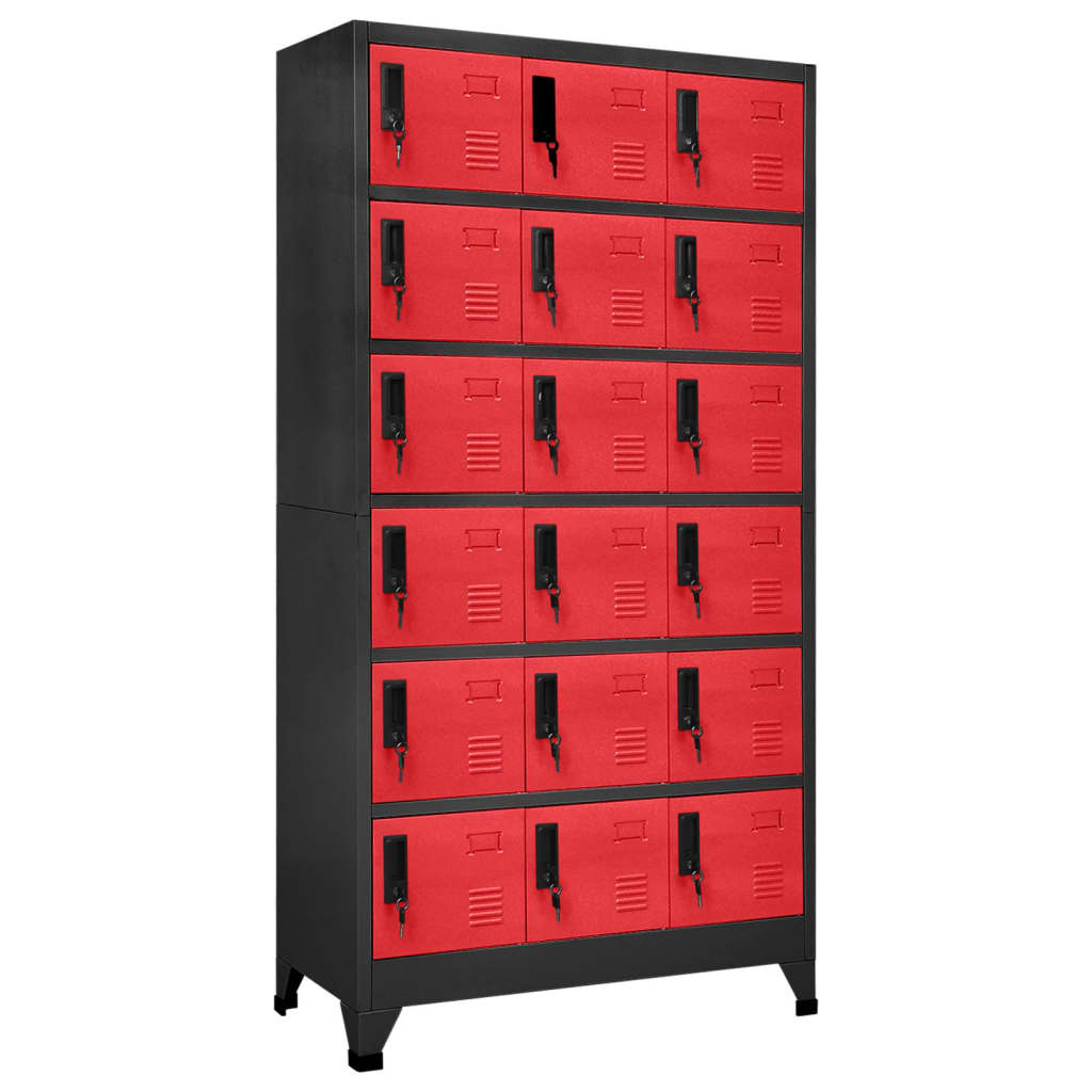 Changing room locker, anthracite/red, 90x40x180cm, steel