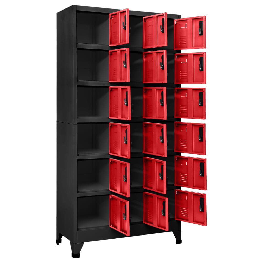 Changing room locker, anthracite/red, 90x40x180cm, steel