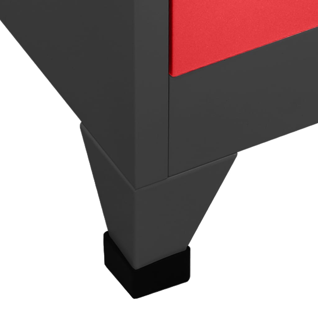 Changing room locker, anthracite/red, 90x40x180cm, steel