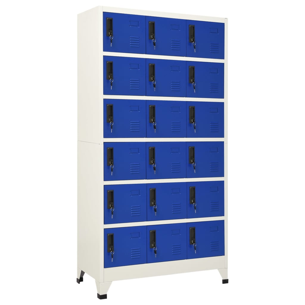 Changing room locker, grey and blue, 90x40x180cm, steel